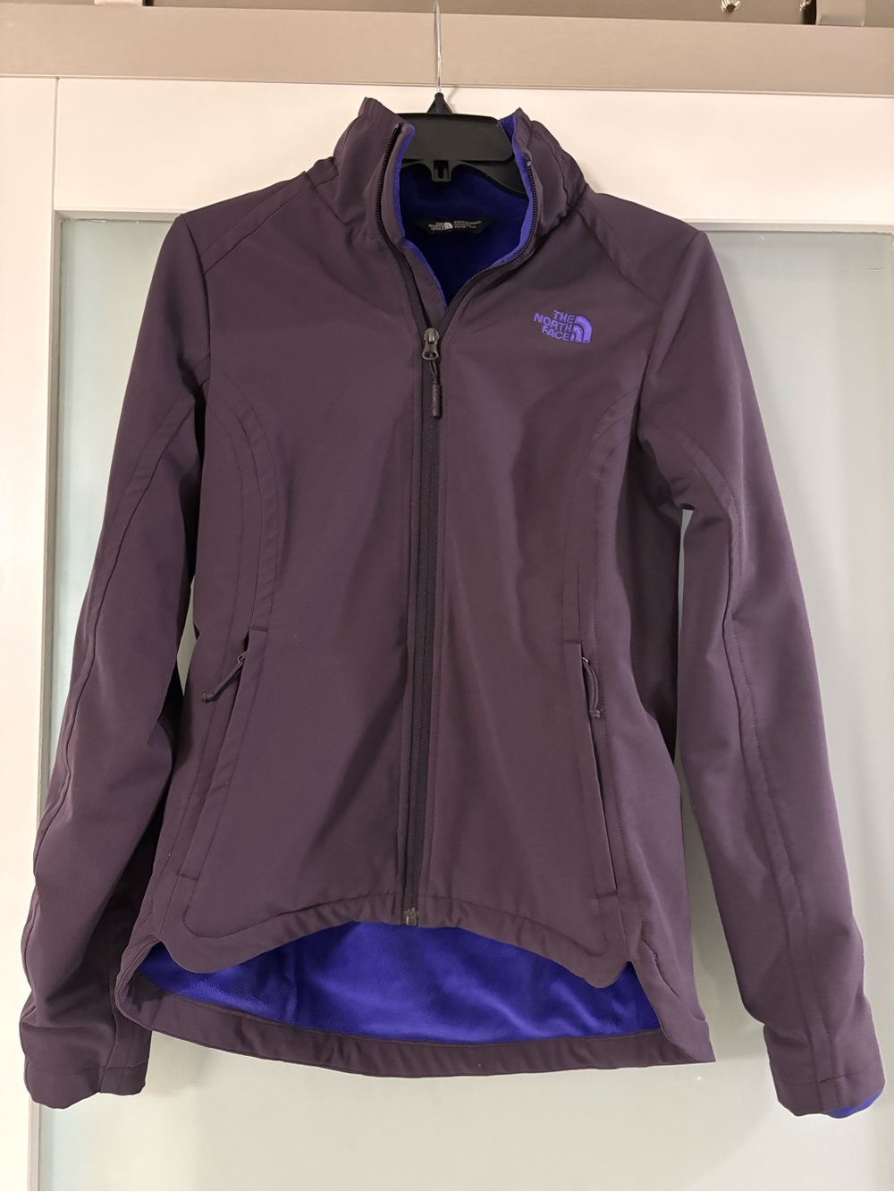 The North Face Women’s Purple Soft Shell Jacket with Blue Lining